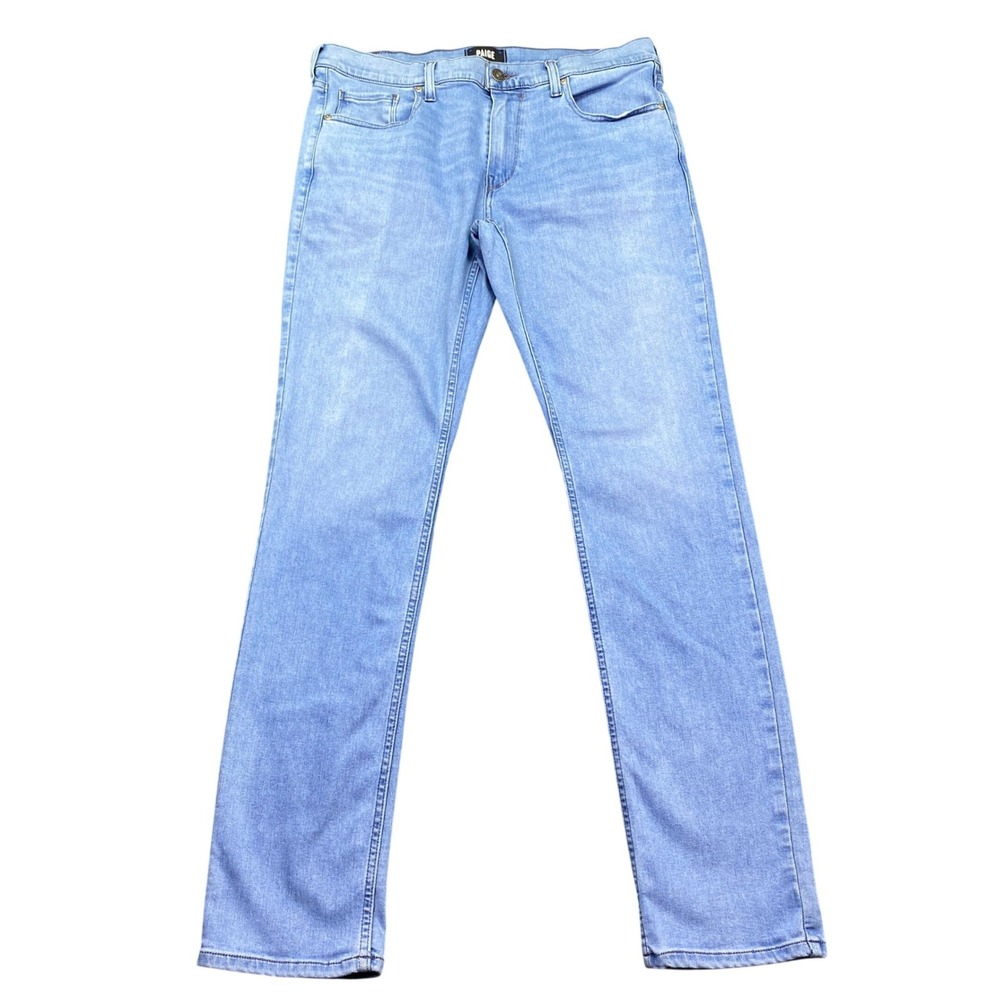 PAIGE Lennox Slim Fit Jeans Mens 33 Light Wash Bagley M653F48-154 Stretch Denim